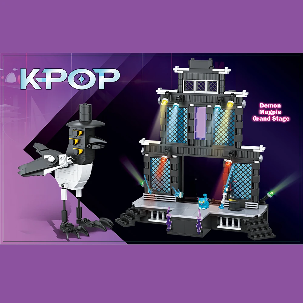 498-teiliges City Street Scene Serie Modellbausatz MOC Koreanische Popmusik Dämonen-Schwalben Große Bühne Zusammenbaubares Spielzeug Bausteine Geschenke – Detail 4