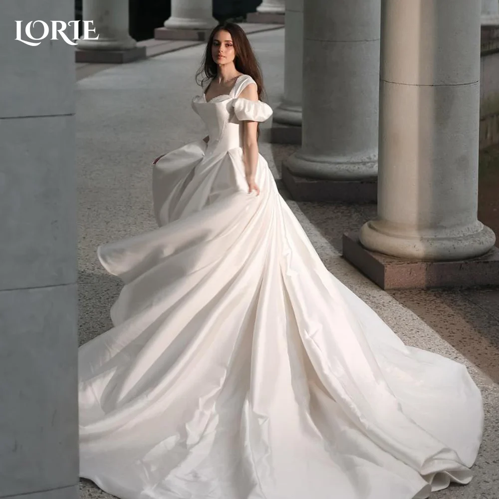 

LORIE Elegant Lace Ball Gown Wedding Dresses for Women Soft Tulle Open Back Sleeveless Bridal Gowns Customized Plus Size Bride