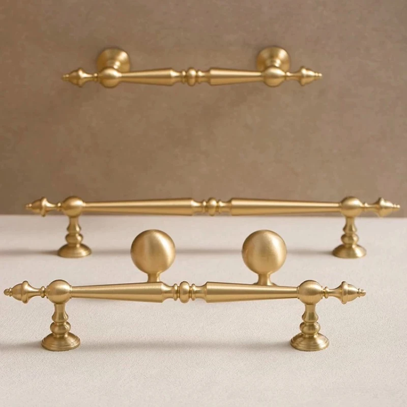

Solid Brushed Brass Kitchen Cabinet Pull Drawer Knob Bedroom Wardrobe Dresser Handle Luxury Furniture Knob