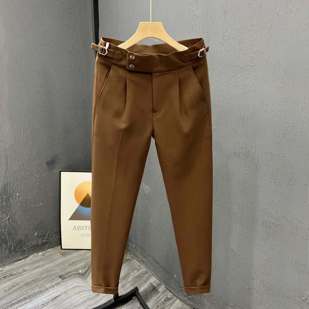 Naples Men's High-waisted Trousers 2025 New High-end Casual Trousers Korean Trendy Work Straight-leg Business Suit Pants view 3