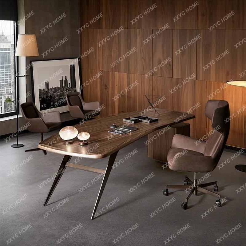 Accessible luxury solid wood luxury boss desk normcore walnut color executive