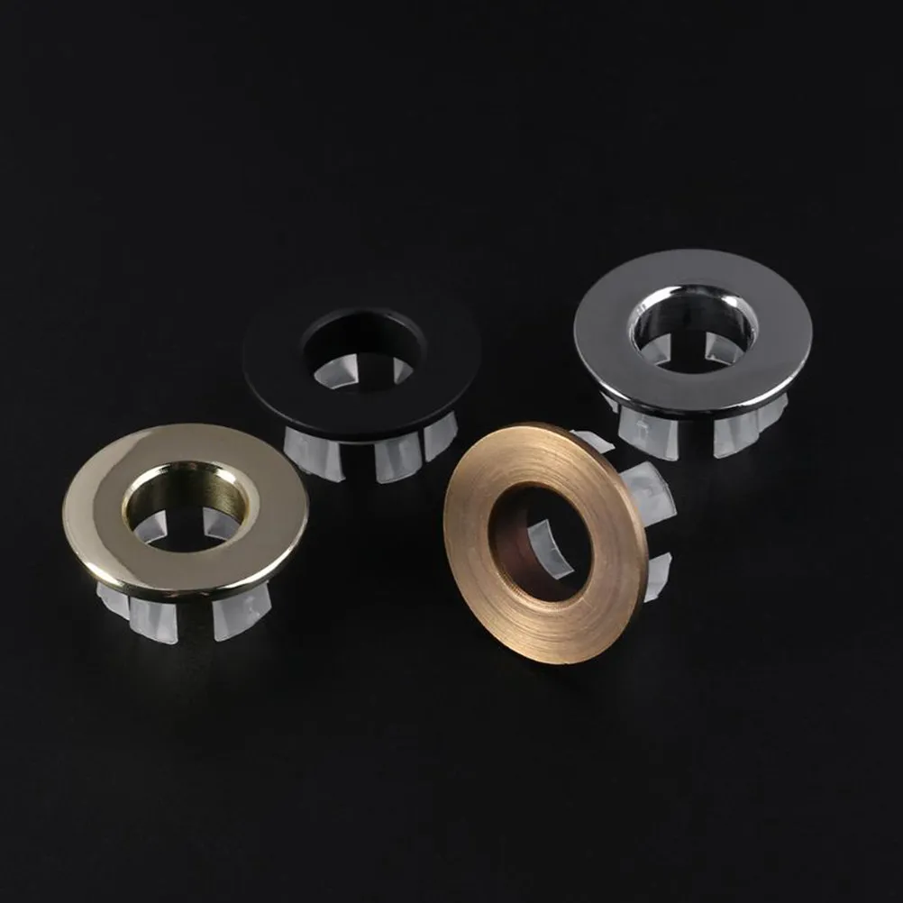 

2Pcs Ceramic Basin Overflow Ring ABS Brass Construction Wide Compatibility Easy Install Bathroom Sink Hole Cover Sink Drain