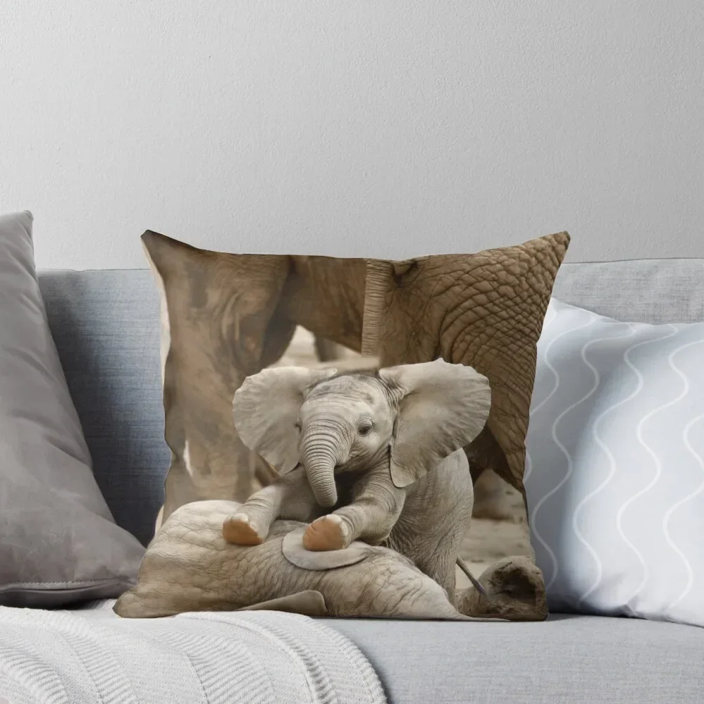 

Baby Elephants Playing Throw Pillow Christmas Pillow Cases ornamental pillows for living room luxury sofa pillows Pillow