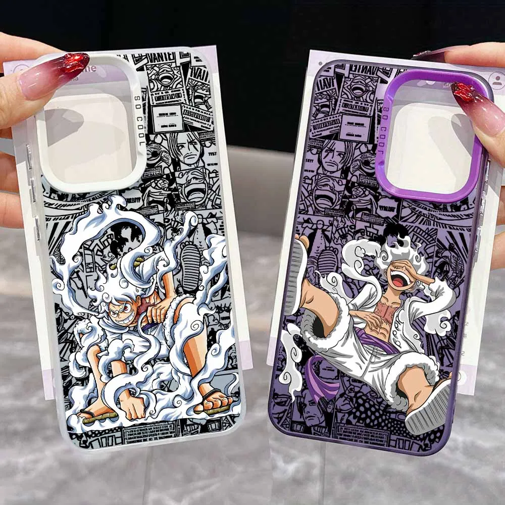 Funda colorida de One Piece Luffy con pelo blanco para Samsung A37 A57 A73 A72 A71 A56 A55 A54 A53 A52 A36 A34 A33 A32 A26 A25 A17