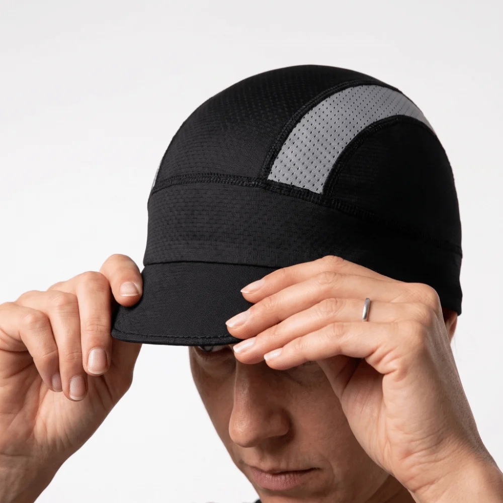 Breathable Mesh Cycling Caps Small Brim Thin Design Running Hat Sweat Absorption Polyester Material Quick Dry Hat Outdoor Sports