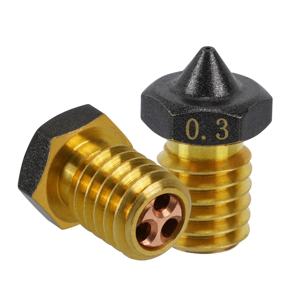 1/2/5PCS E3D V6 Brass PTFE Nozzle Coated Non Stick Filament 0.2/0.3/0.4/0.6/0.8/1.0mm High Speed Flow Nozzles 3D Printer Parts