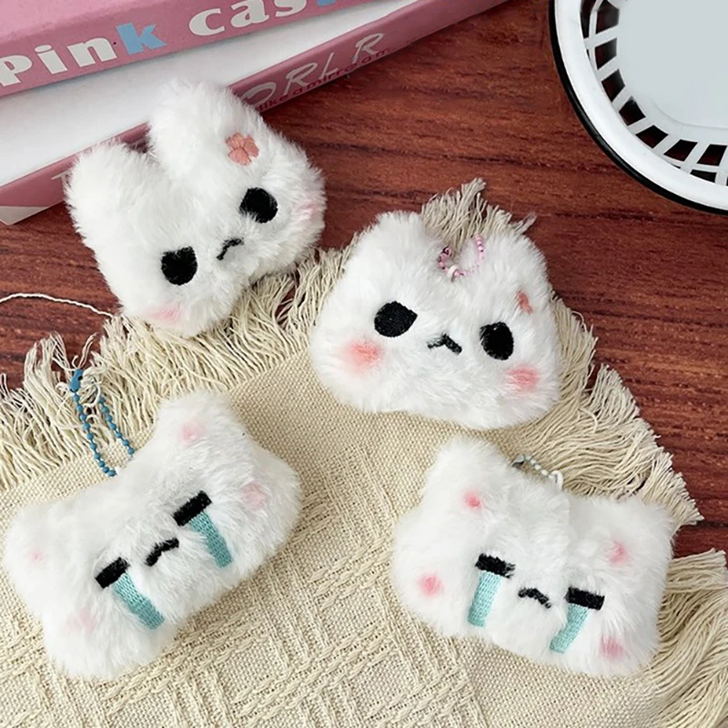 Plush Stuffed Rabbit Plush Keychain Squeak Crying Bunny Cartoon Rabbit Bag Pendant Blush Angry Rabbit Soft