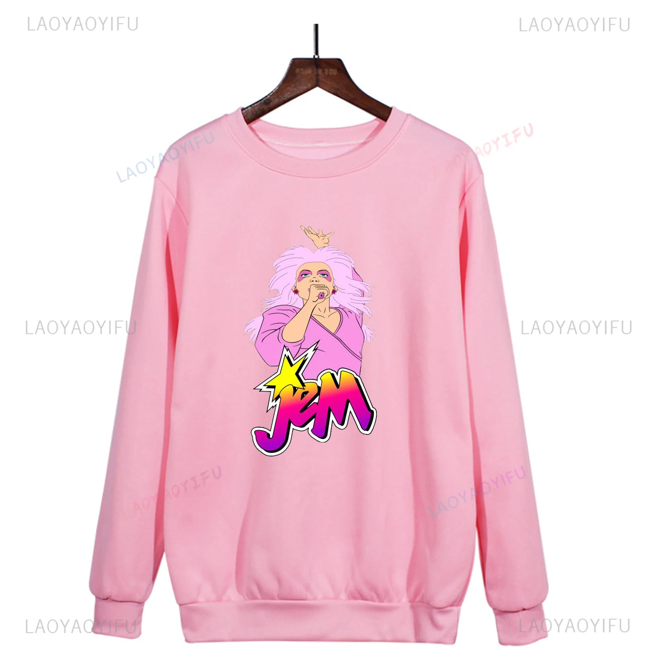 Jem and Hologram Cartoon Print Jumpers Hilarious Hip Hop Harajuku Kawaii Jumpers Available for Both Men and Women