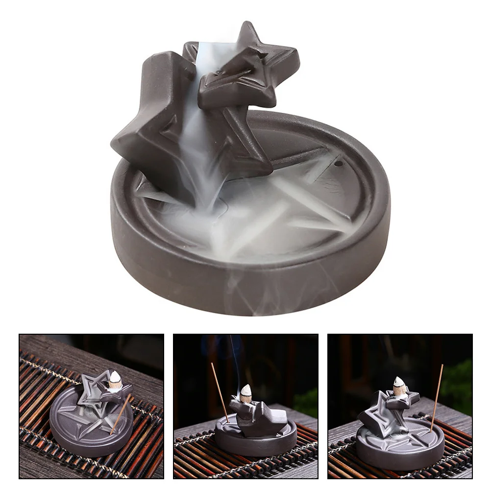 

Ceramic Censer Backflow Incense Holder Waterfall Desktop Burner Cone Star Shaped