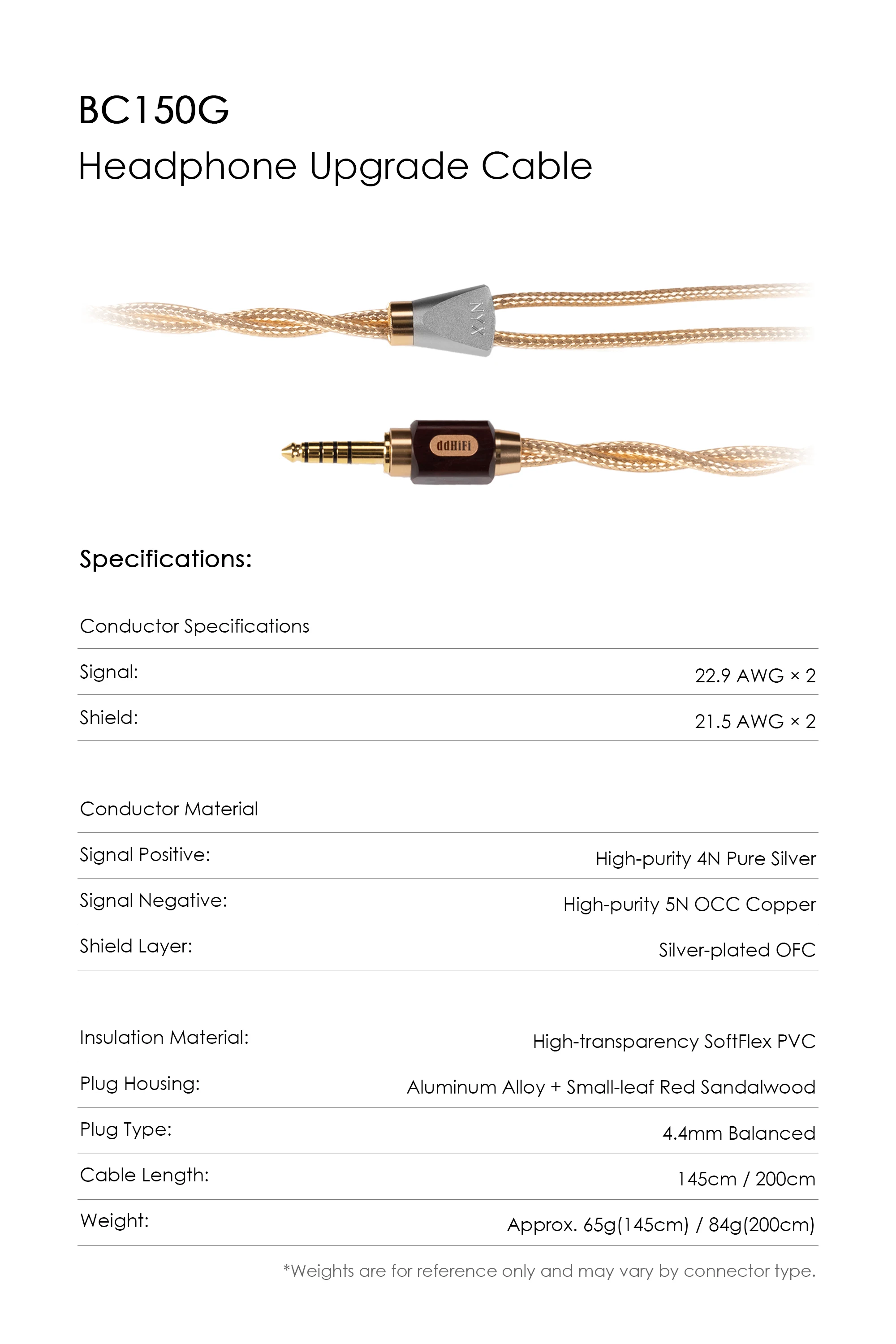 DD ddHiFi BC150G 4,4 mm symmetrisches Kopfhörer-Upgrade-Kabel, silberfarbenes OCC-Kupfer mit schwimmendem Schirm für Sennheiser Focal AT Sony & Co. – Detail 8
