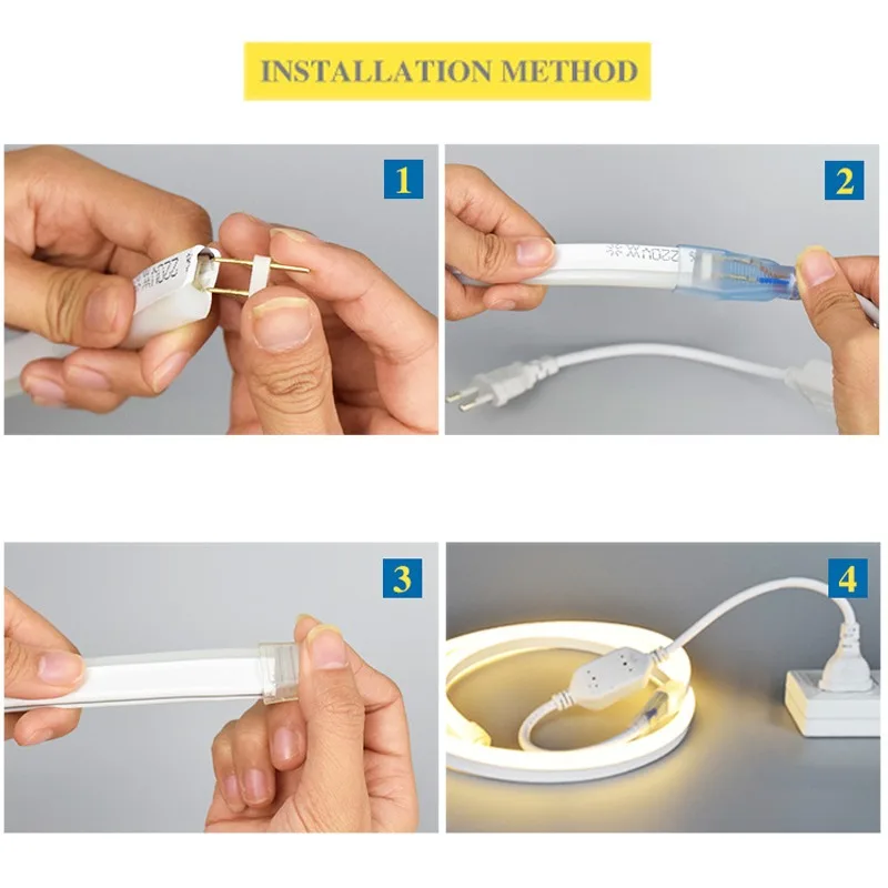 LED Neon Light Strip 1M 120LEDs 220V Waterproof Flexible Bright Lamp For Home Decor Wedding Party Bar DIY Sign Room Lighting