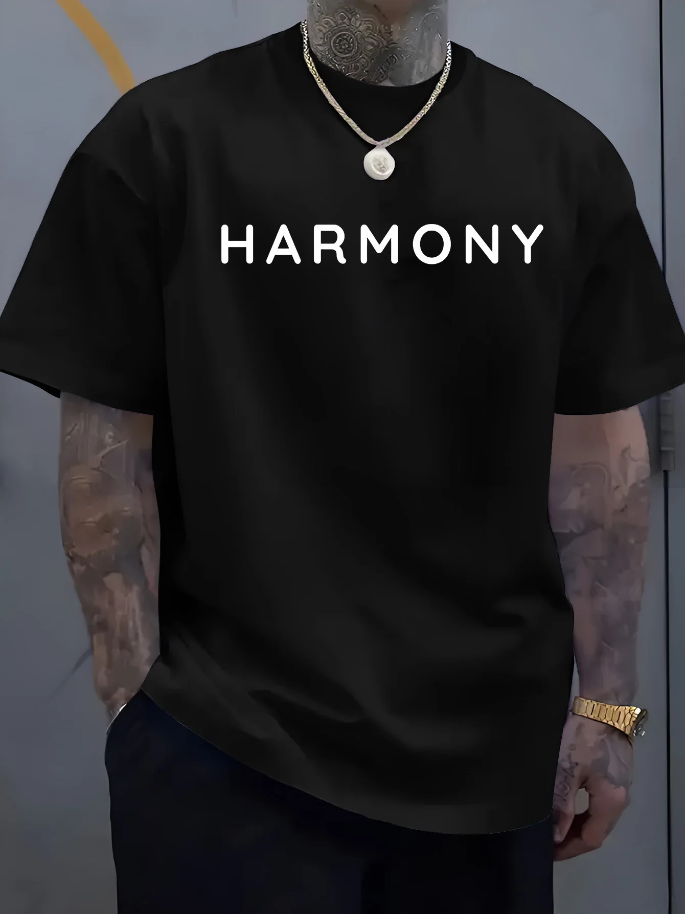 T-shirt col rond pour homme, motif minimaliste « Brave Spirit », manches courtes, coupe oversize, décontracté, doux, respirant, basique, pour le quotidien