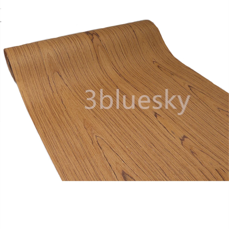 Reconstituted Engineered Teak Wood Veneer, E.V., Fleece Backing, 60x250cm, for Furniture & Home Decor, C/C, Brown