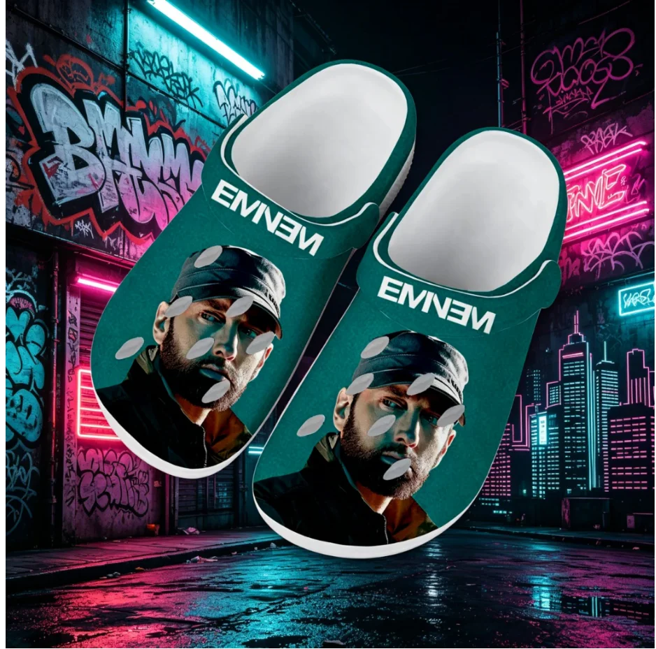 

Eminem Rapper Cotton Slippers Custom Graphic Print Non Slip Soft Sole Unisex Warm Cozy Home Daily Footwear