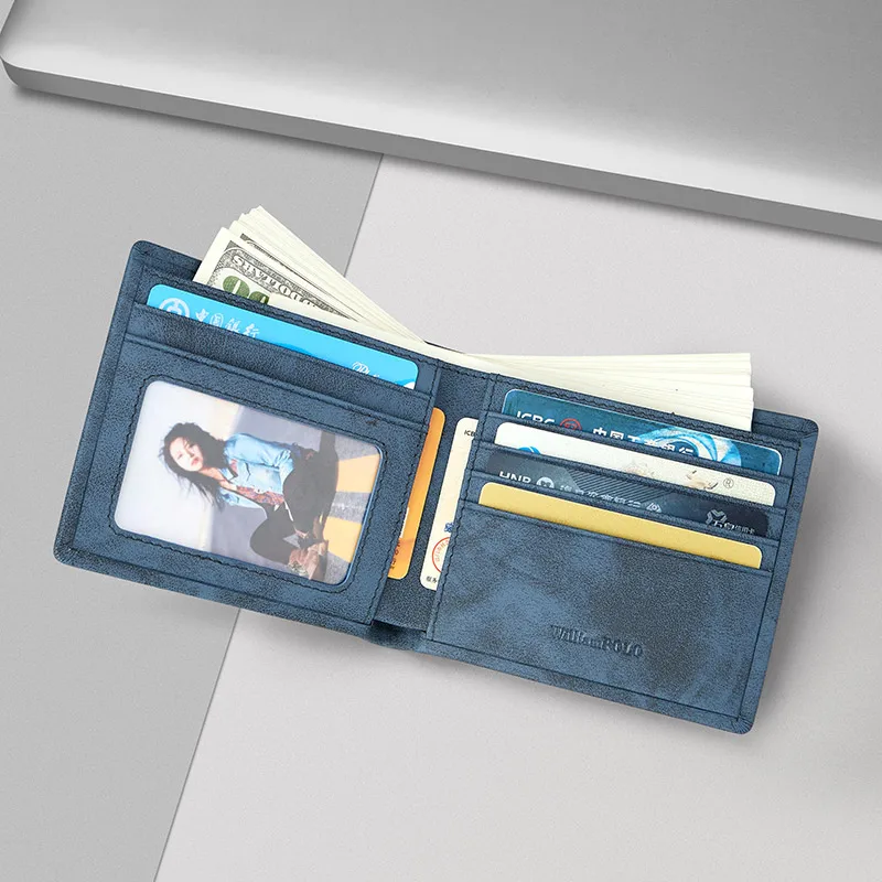 Men's leather wallet, short casual card bag, personalized multi-functional card holder