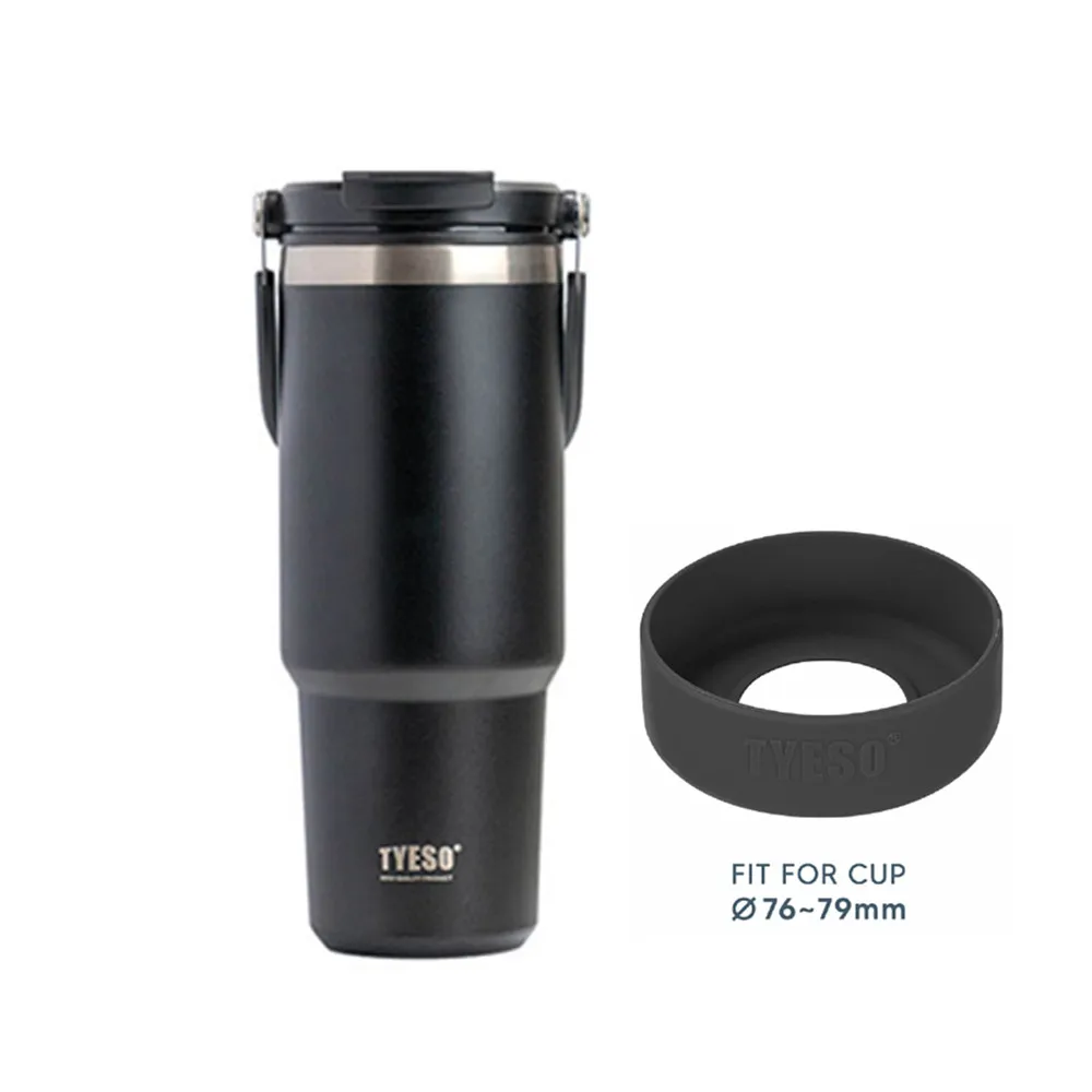 Tyeso 1200ml 40oz Tumbler With Handle and Silicone Coaster Coffee Cup Stainless Steel Vacuum Thermal Insulated Mug Cold Storage