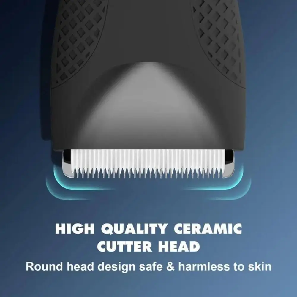 Showerproof Men Hair Trimmer Body Manscaping Replaceable Ceramic Blade Heads Hair Clipper Intimate Hair Trimmer Safe Shaving