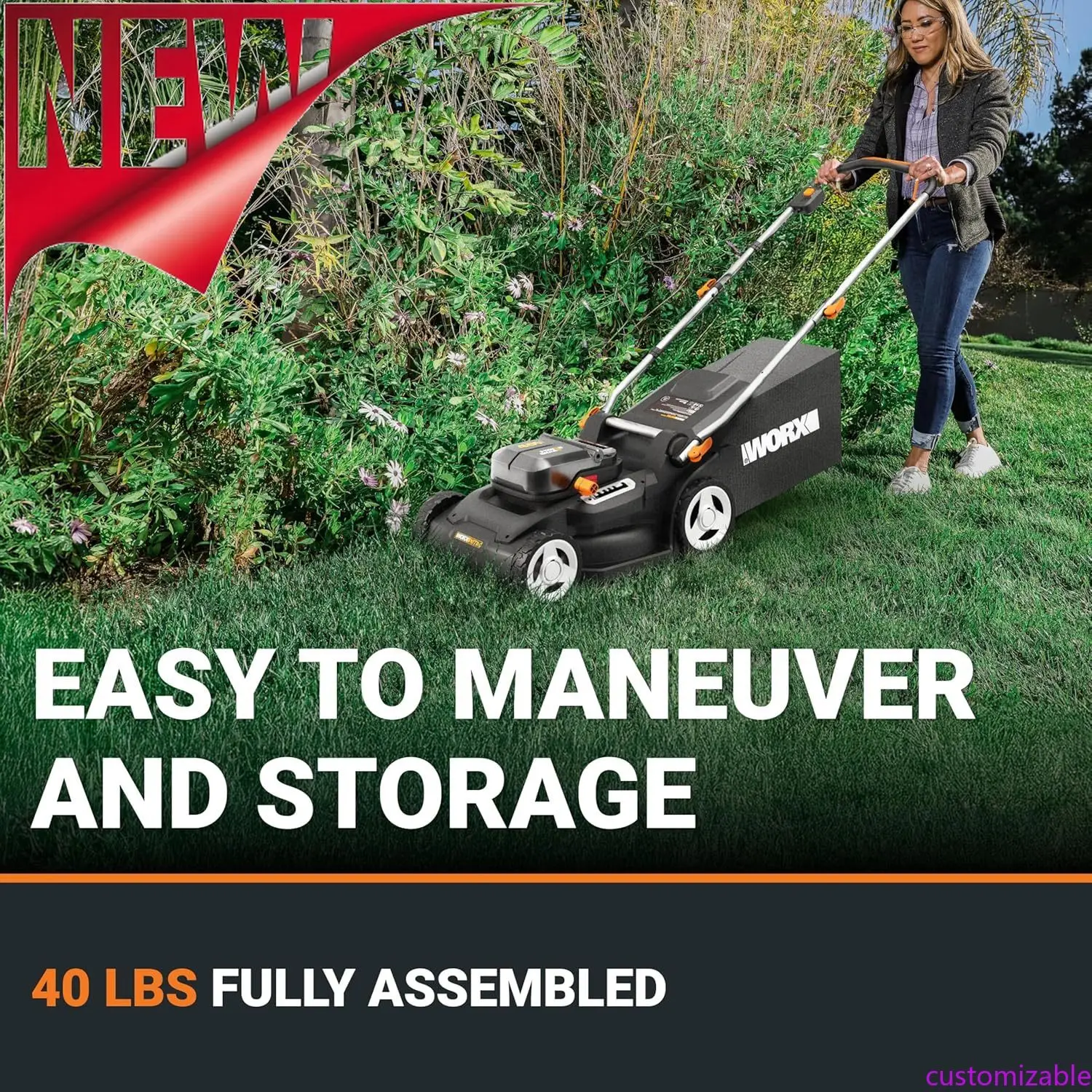 

Customizable 40V 17'' Cordless Lawn Mower For Medium Size Yards,with 6-Position Height Adjustment – 2 Batteries & Charger Includ