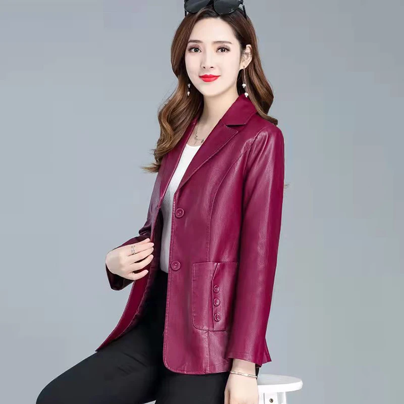 Imagem -02 - Nova Primavera Outono Jaqueta de Couro Feminino Curto Outerwear Coreano Solto Elegante Jaqueta de Couro do Plutônio Feminino Blazer Jaqueta de Couro 2023