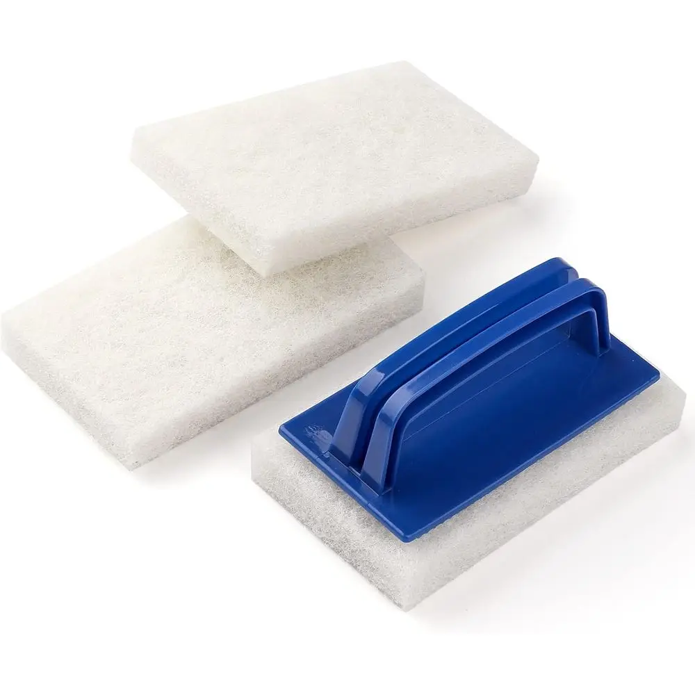 

Handled Bath Scrubber, Bathroom Scouring Pad, Heavy Duty Cleaning Sponge Scrub Brush, Non-Scratch Remove Soap Scum, for Cleaning