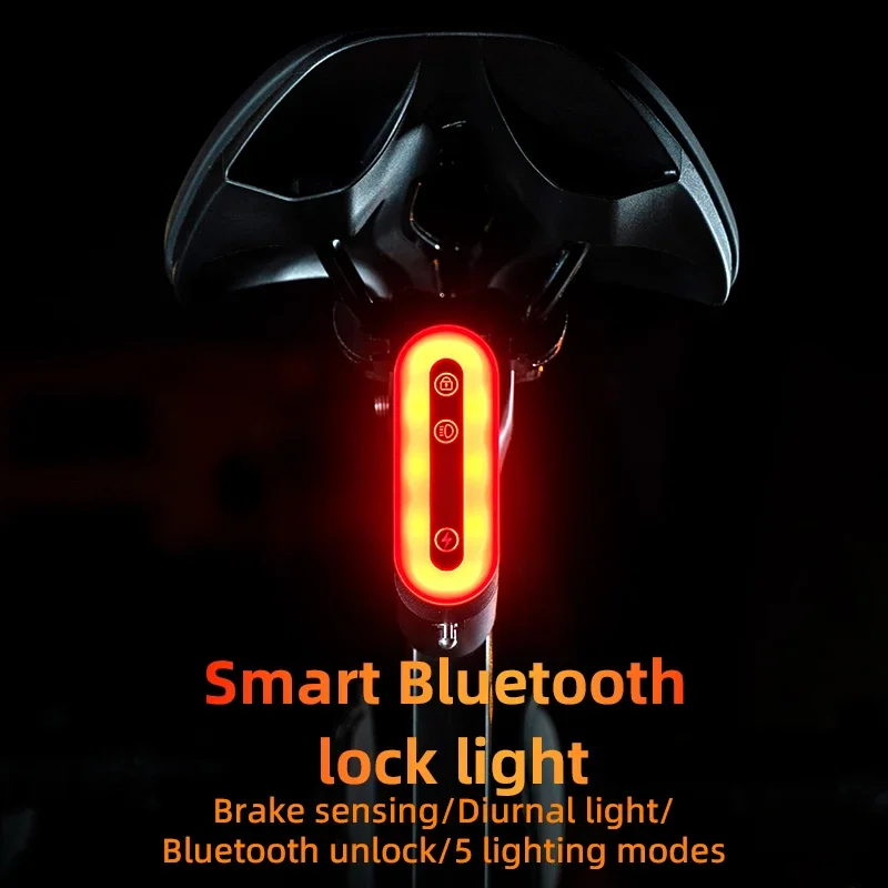 Smart Bicycle Bluetooth taillight lock lights integrated bike cable lock bicycle light with smart lock