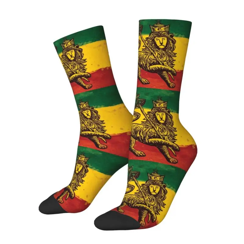 Harajuku Rasta Flag Lion Of Judah Socks Women Men Warm 3D Printed Jamaica Rastafarian Reggae Basketball Sports Socks