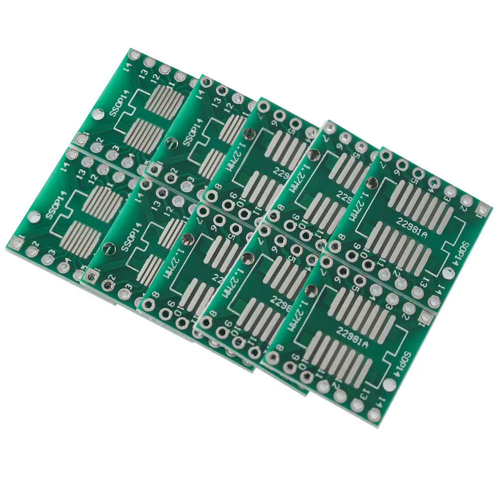 10PCS/lot PCB Board  SOP14 SSOP14 TSSOP14 Adapter Board 17.78 mm × 17.78 mm SMD To DIP IC Adapter Socket SOP Board