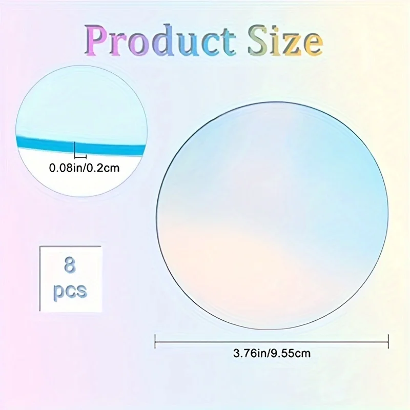 Round Acrylic 4-inch Rainbow Acrylic Plate Round Acrylic Blank AcrylicDisk 8-piece Transparent Acrylic Panel For Frame