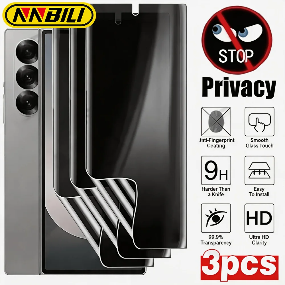 NNBILI 3Pcs Anti-Spy Hydrogel Film for Samsung S23 S21 S22 S24 S25 S26 S20 S27 Ultra S9 S8 S10 Plus FE Privacy Screen Protector