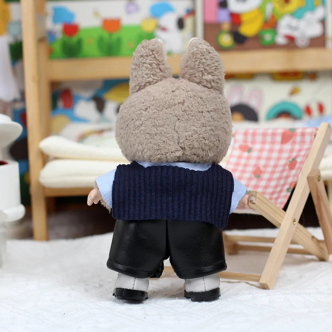 Roupas de bonecas de 17cm para labubu, mini roupas de boneca fofas, acessórios para o monstro, suéter, camisa, calças de trabalho 3.0 podem usar