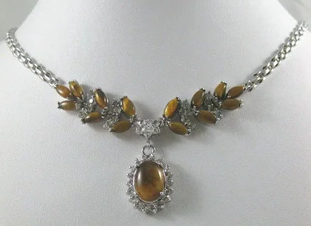 

beautiful & noblest 18KGP tiger eye stone necklace pendant
