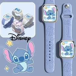 Disney-Correa de Stitch para Apple Watch, pulsera deportiva de silicona de Anime de 44mm, 40mm, 45mm, 41mm, 38mm, 42mm, IWatch 8 Ultra 7 Se 6 5 3