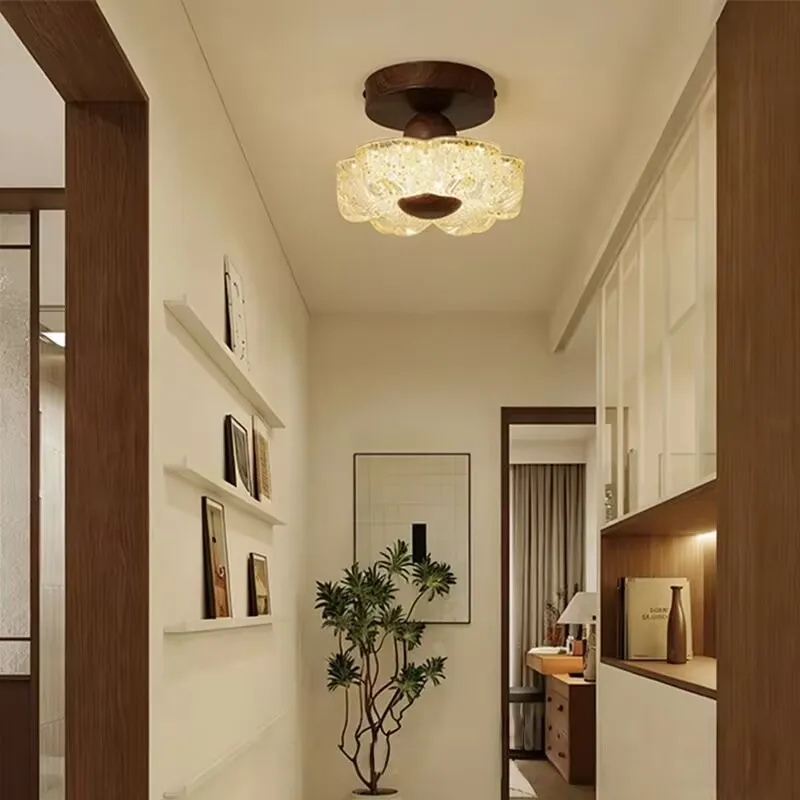 Creative flower ceiling lamp, corridor ceiling lamp, American style entrance hall and balcony eye friendly lamp