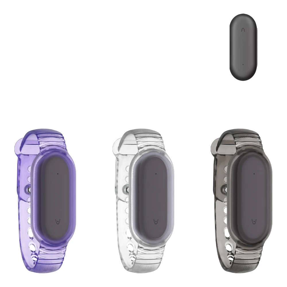 TPU Integrated Watch Strap Case for PLAUD NotePin Voice Recorder Full Protection Sleeve Transparent Purple Transparent Gray