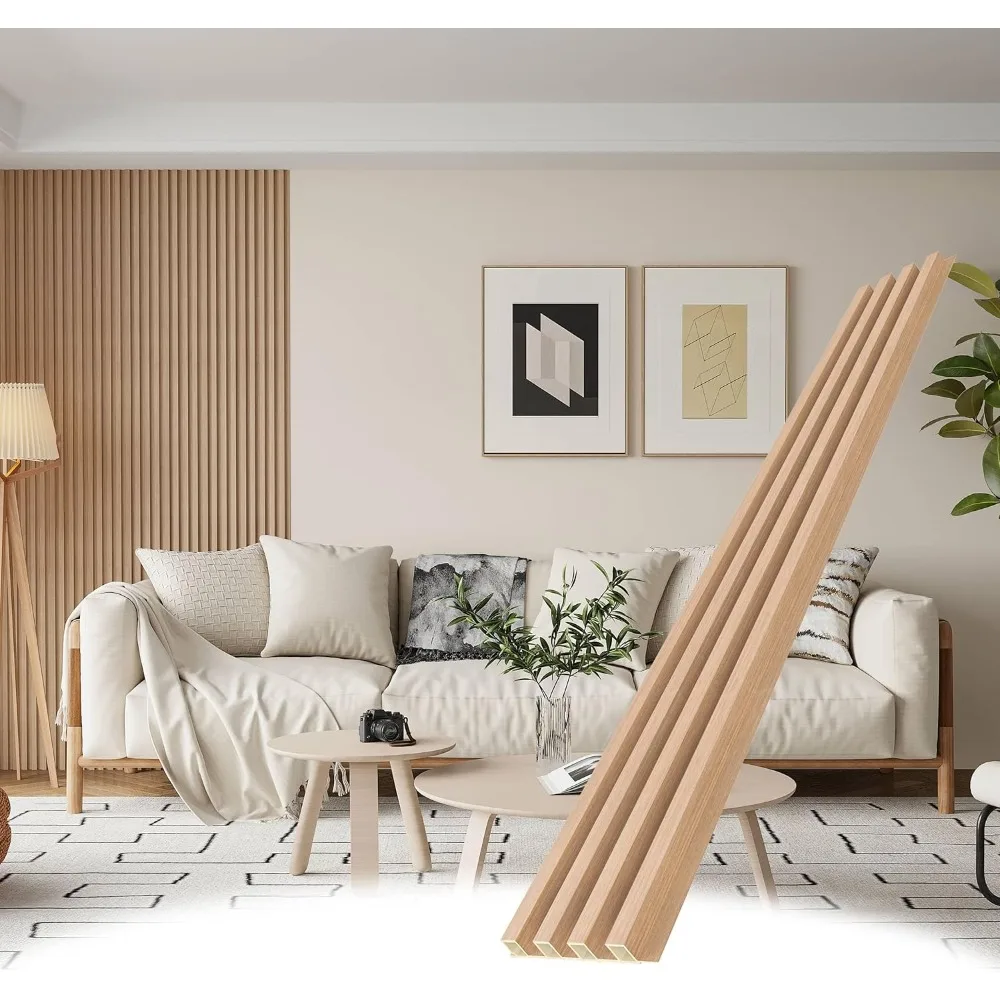 Paneles de pared de listones, paquete de 8 listones decorativos de madera acústica para paredes y techos, paneles acústicos para decoración moderna de pared