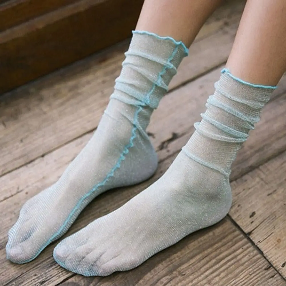 

Gift Comfortable Transparent Fashion Simple Gauze Glitter Silk Hosiery Women Thin Socks Korean Style Socks Shiny