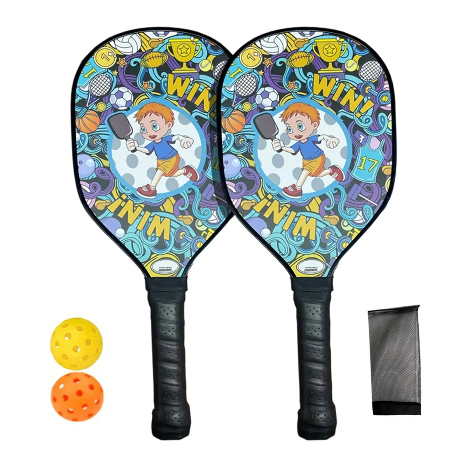 

Racket Ball Paddle Set Portable Non-Slip Handle with Storage Bag Adults Paddle Ball Rackets for Beach Grassland Courtyard Family
