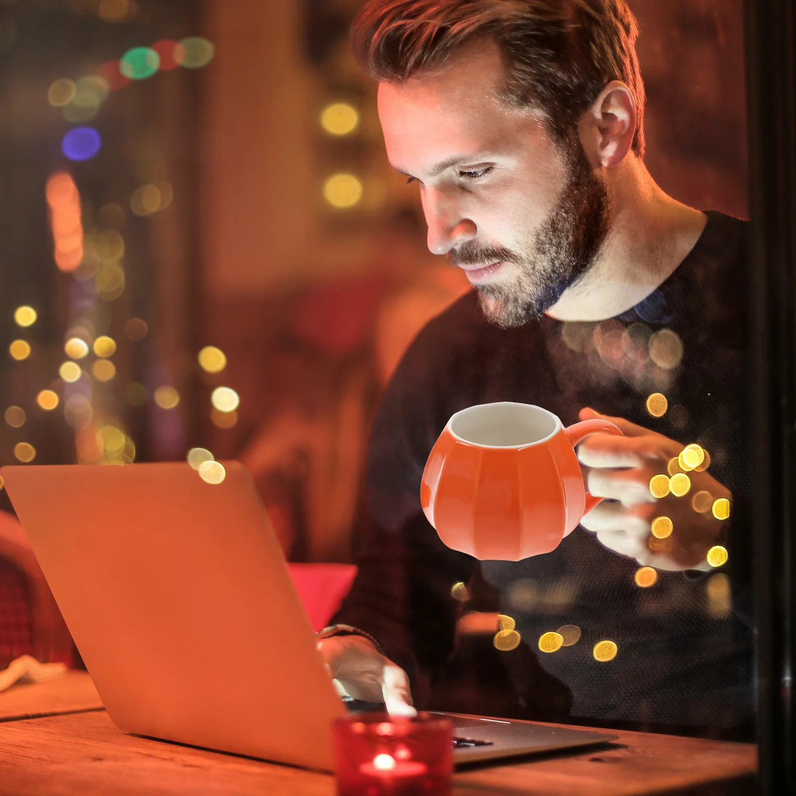 

1 шт., керамическая чашка в форме тыквы, оранжевая креативная кружка для кофе, чая, молока, воды, домашнего офиса, подарок на Хэллоуин, чашка в форме тыквы