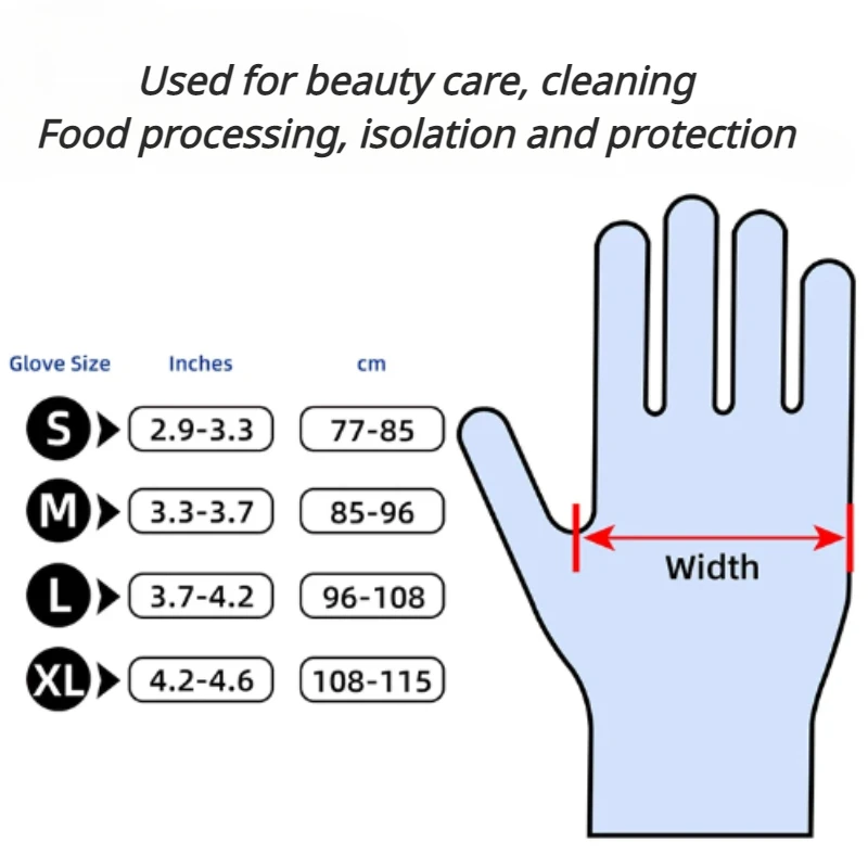 100PCS Disposable Nitrile Gloves For Kitchen Cooking Latex Free WaterProof Working Gloves Tools Housework Kitchen Cleaning