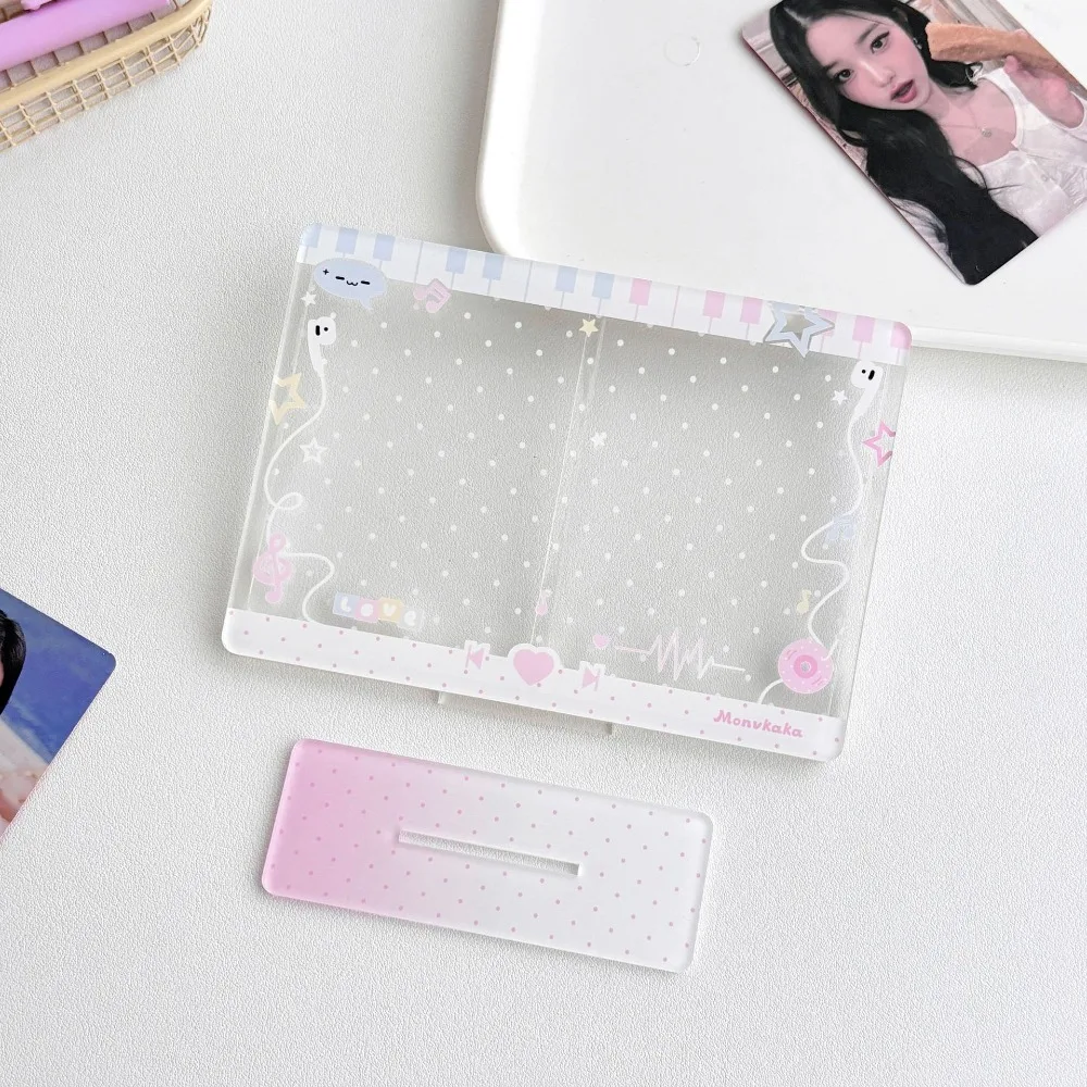 Dual Card Slot Double Card Holder Freestanding Couple Photo Display Photo Display Stand Acrylic 3 Inch Card Holder Standee