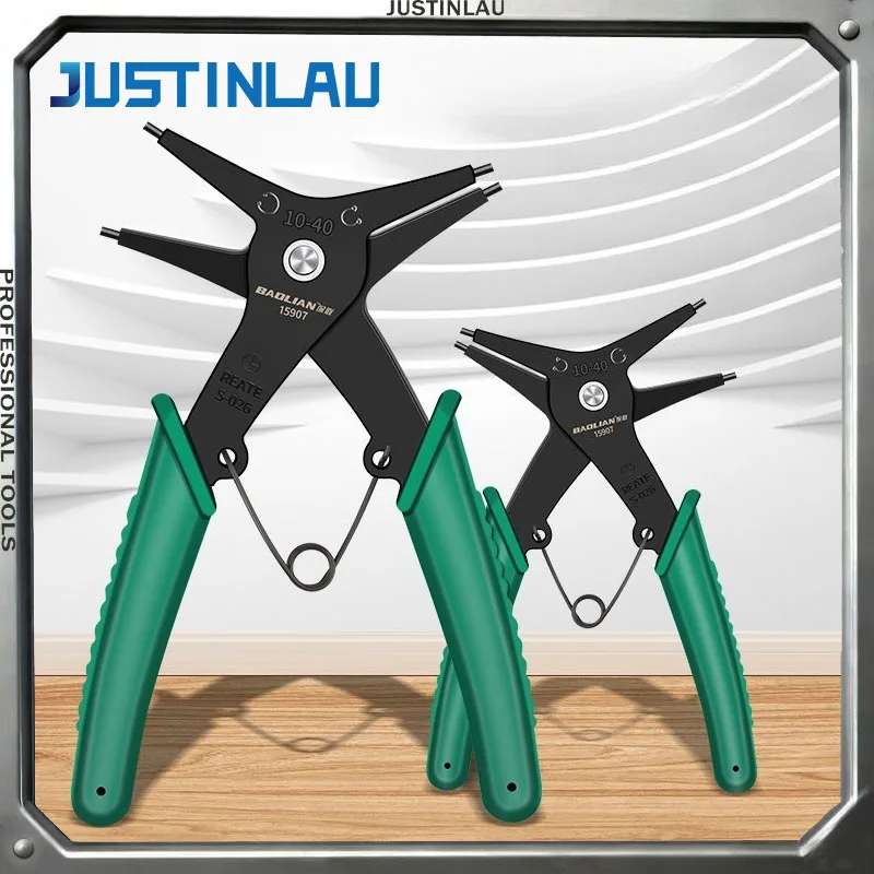 JUSTINLAU 2-in-1 Circlip Pliers Dual Use Internal External Snap Ring Remover Installer for Automotive Bicycle Mechanical Repair