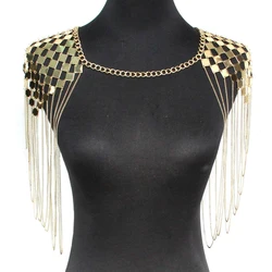 Fashion Punk Sexy Metal Tassel Collar Shoulder Necklace For Women Statement Geometric Body Chains Drop Necklace Party Jewelry