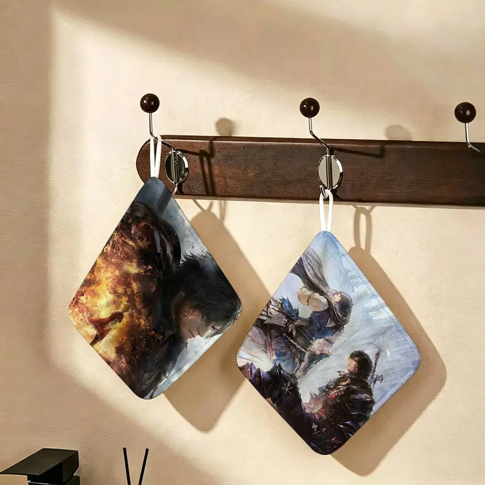 Final Fantasy VII Rebirth Polyester Cotton Hand Wiping Towel with Hanging Loop, Lightweight for Home and Commercial Use