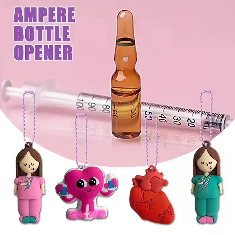 Bottle Opener Keychain Syringe-Shaped Cutter Nurse Doctor Ampoule Bottle Opener Aid Medication Vial Breaker Tool Ampoule