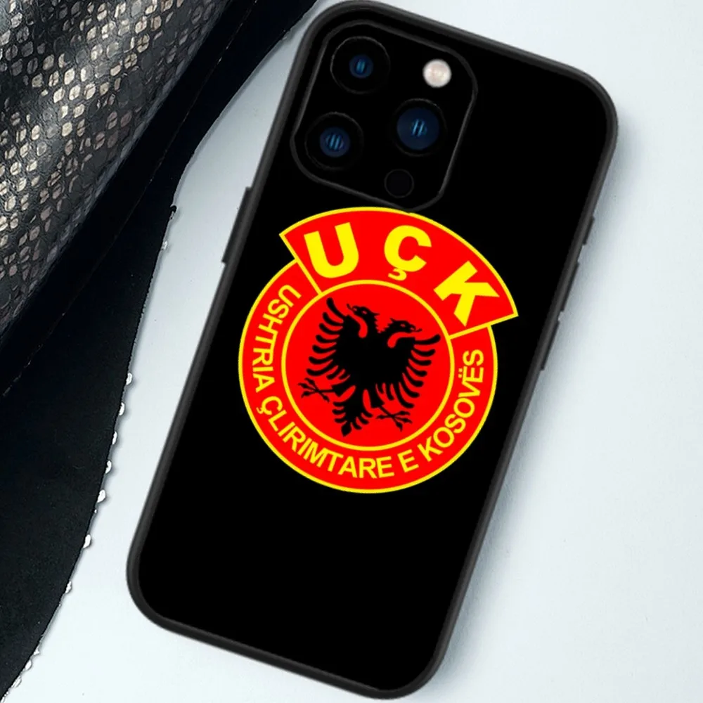 Albania Flag Phone Case For iPhone 13 14 15 11 12 Mini Pro Max Black Shell