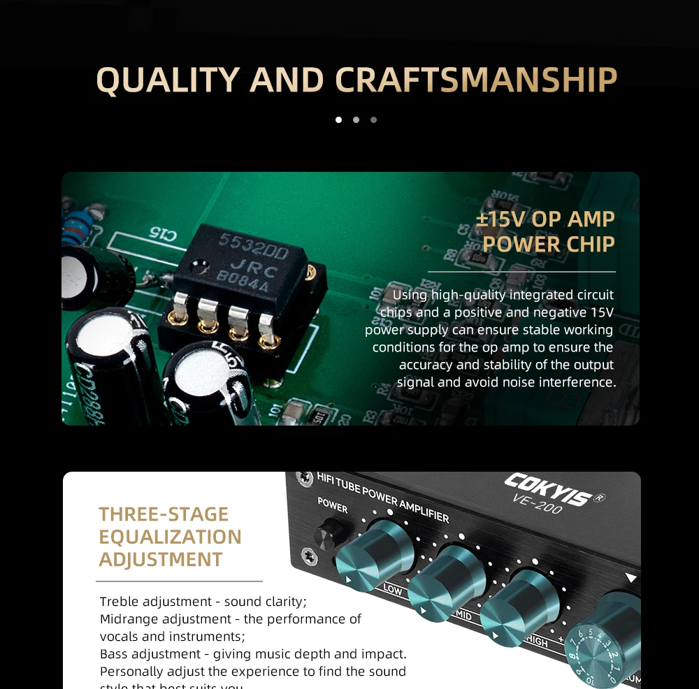 Desktop Preamp Amplifier JWM 5456 Tube Preamp Equalizer Audiophile HIFI Stereo Preamplifier