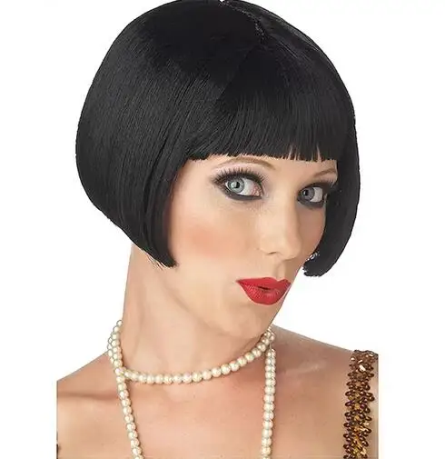 Synthetic Hair Short Straight Flapper Cosplay Bob Wigs for Women Costumes Wig