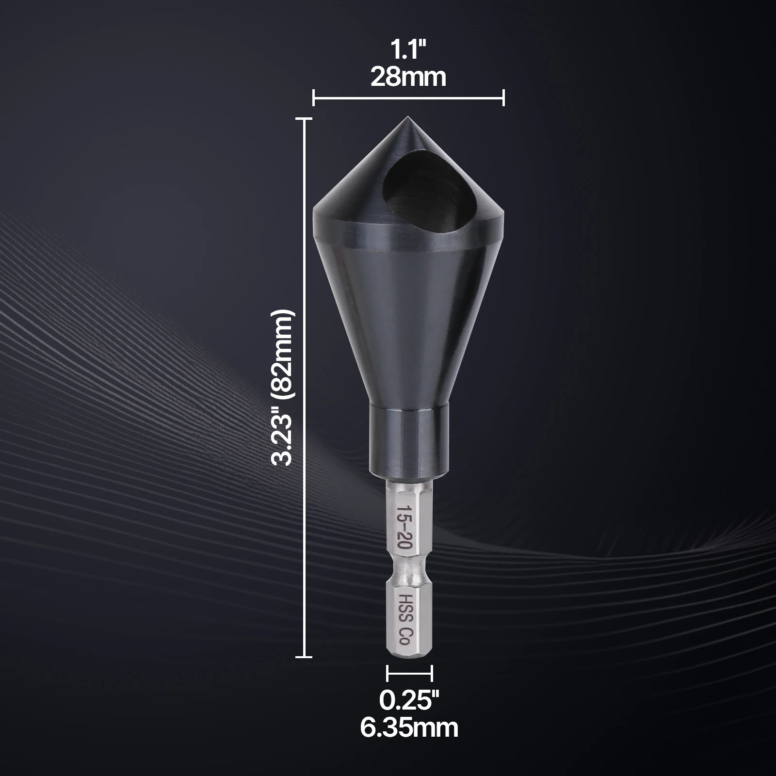 M35 Kobalt-TiAlN Senkerbohrer mit Schnellwechselsystem, 1/4" Sechskantschaft, 90-Grad-Entgratungs- und Fasenfräser – Detail 12