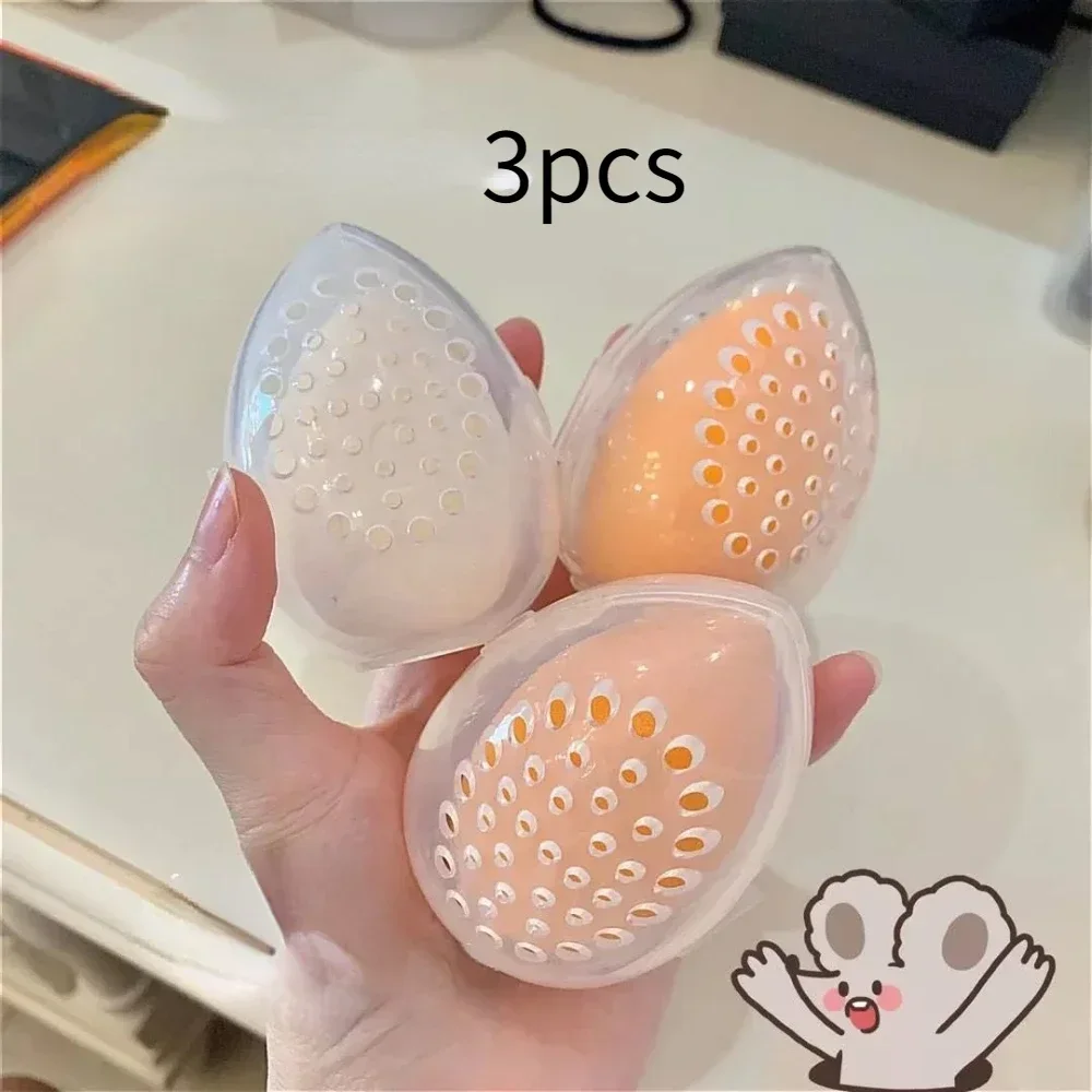 1-4pcs Transparent Cosmetic Puff Organizer Holder Makeup Powder Puff Empty Egg-shaped Frame Beauty Cosmetic Sponge Storage Box