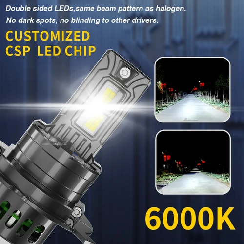 Imagen 2 del producto H4 LED potentes bombillas para faros de coche 9003 HB2 haz alto y bajo 30000LM luces automáticas Canbus superbrillantes lámparas Led Turbo 12V 6000K